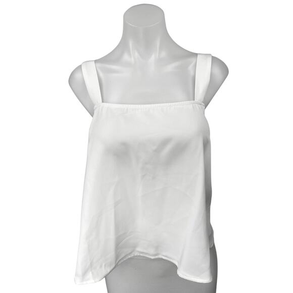 NEW Sugarlips White Sheldyn Square Neck Boxy Tie Sleeveless Tank Top Size L - Picture 1 of 4